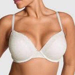Victoria’s Secret pink white lace bra 36DD